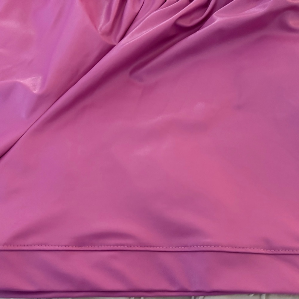 HIGH WAIST FAUX LEATHER SHORTS PINK MAGENTA SIZE M PARTY FESTIVAL Y2K TREND - Picture 7 of 8